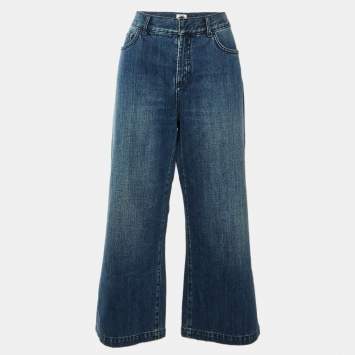 Pre Owned Christian Dior Navy Blue Denim Cropped Jeans M