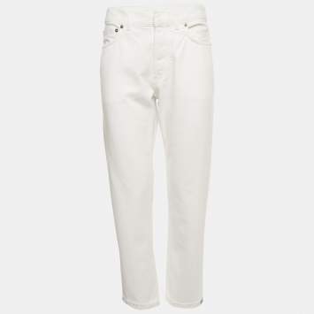 Pre Owned Christian Dior White Denim Straight Leg Boyfriend Jeans S/Waist 27"