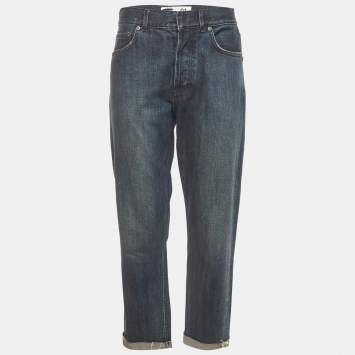 Pre Owned Christian Dior Blue Denim Straight Leg Boyfriend Jeans S/Waist 28"