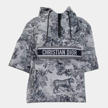 Pre Owned Dior Dioriviera Cropped Toile De Jouy Hoodie Jacket M