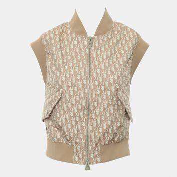 Pre Owned Dior Beige Oblique Sleeveless Padded Jacket
