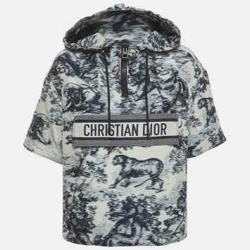 مملوكة مسبقًا Christian Dior Toile De Jouy Print Synthetic Oversized Short Sleeve Hoodie XS
