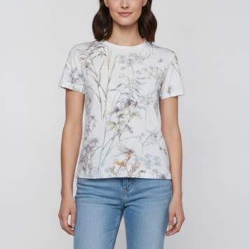Pre Owned Christian Dior White Floral Print Jersey Crew Neck T-Shirt S