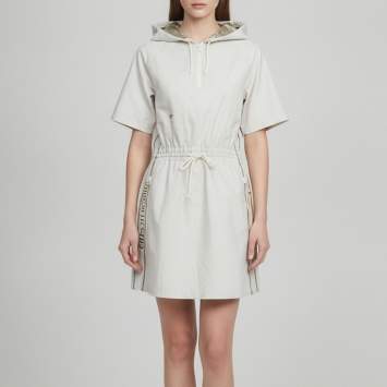 Pre Owned Christian Dior Beige/Gold Toile de Jouy Print Synthetic Hooded Dress M