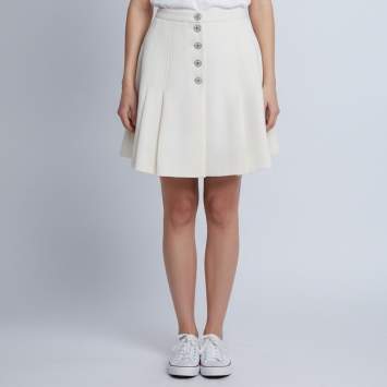 Pre Owned Christian Dior Cream Wool Blend Pleated Mini Skirt S
