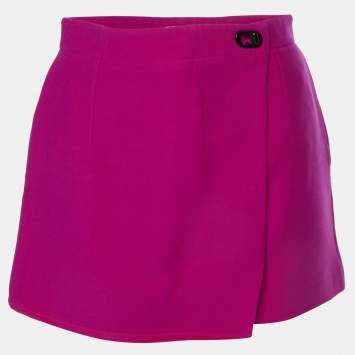 Pre Owned Christian Dior Pink Wool and Silk Blend CD Clasp Mini Skort S