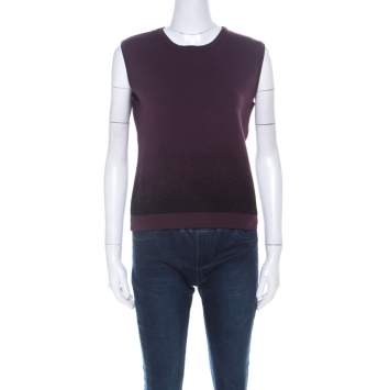 Pre Owned Dior Dark Purple Lurex Knit Ombre Sleeveless Sweater L 