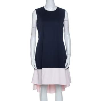 مملوكة مسبقًا Christian Dior Black Cotton Sleeveless Contrast Hem Detail Dress M