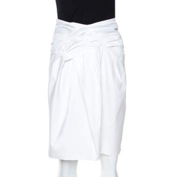 Pre Owned Christian Dior Boutique White Cotton Bow Detail Skirt S