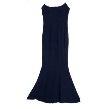 Pre Owned Dior Boutique Navy Blue Crepe Strapless Gown S