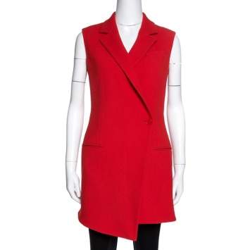 Pre Owned Dior Red Wool Mini Coat Dress M