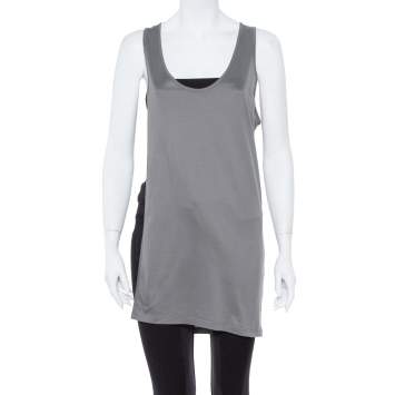 Pre Owned Dior Grey Cotton Open Asymmetric Tank Top S
