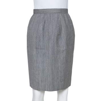 Christian Dior Grey Wool High Waist Pencil Skirt M