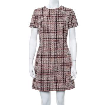Pre Owned Christian Dior Multicolor Tweed Sheath Dress L