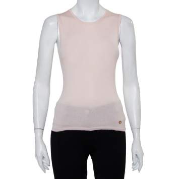 Pre Owned Christian Dior Beige Cashmere & Silk Sleeveless Jumper M