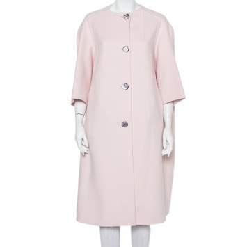 Pre Owned Christian Dior Pink Cashmere Button Front Mid Length Coat S