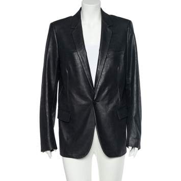 Pre Owned Dior Black Faux Leather Button Front Jacket XXL