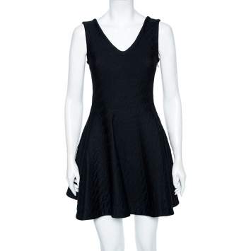 Pre Owned Dior Black Textured Knit Sleeveless Textured Mini Dress S