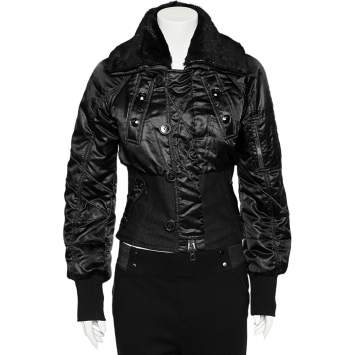 Pre Owned Dior Black Synthetic & Rabbit Fur Lined Corset Trimmed Jacket S