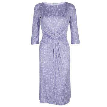 Pre Owned Dior Lavender Polka Dot Long Sleeve Dress M