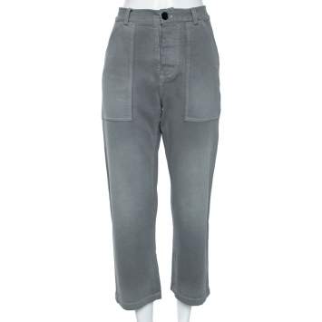Pre Owned Dior Grey Denim Wide Legged Pants S
