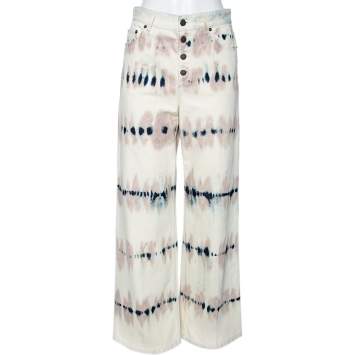Pre Owned Dior Multicolored Tie-Dye Printed Denim Wide Leg Jeans S