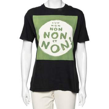 Pre Owned Dior Black Printed Cotton Short Sleeve T-Shirt M