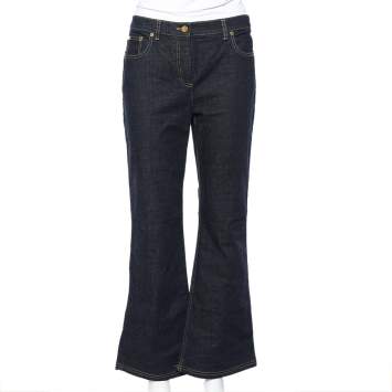 مملوكة مسبقًا Christian Dior Navy Blue Denim Bell Bottom Jeans M