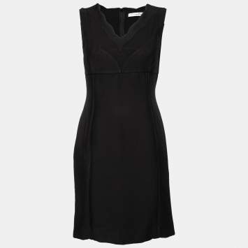 Pre Owned Dior Black Wool Crepe Sleeveless Short Dress M 