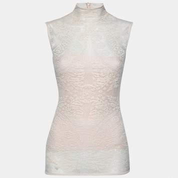 مملوكة مسبقًا Dior Off White Silk Knit Sleeveless Top M