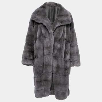 Pre Owned Dior Vintage Grey Fur & Leather Reversible Coat L