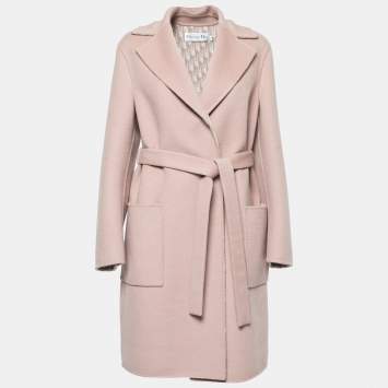 Pre Owned Dior Dusky Pink Wool Belted Coat M 