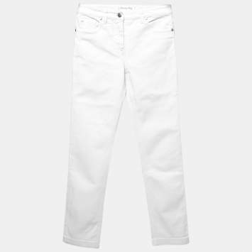 Pre Owned Dior White Denim Straight Fit Jeans S