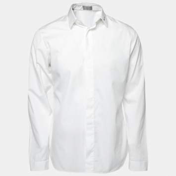 مملوكة مسبقًا Dior White Cotton Button Front Shirt M