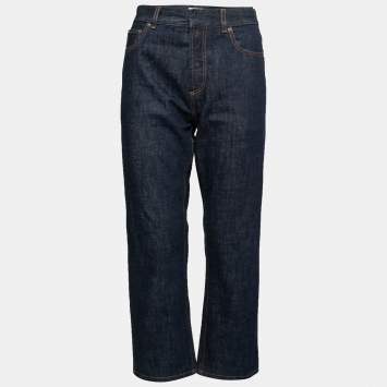Pre Owned Dior Blue Denim 8 Straight Fit Cropped Jeans M Waist 30"
