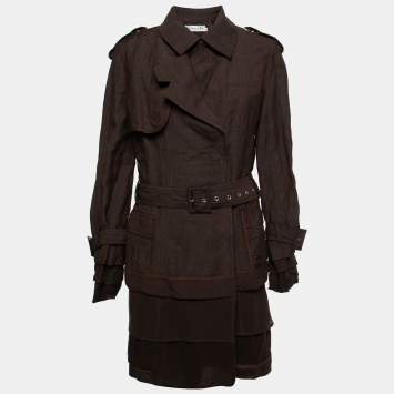 Christian Dior Vintage Brown Wool Trench Coat L