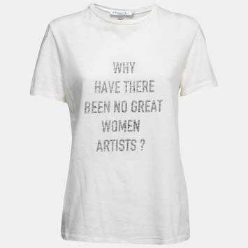 Pre Owned Christian Dior Cream Graphic Print Cotton T-Shirt S