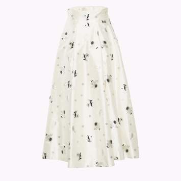 Pre Owned Dior Ivory Silk Blend Floral Brocade Midi Skirt M