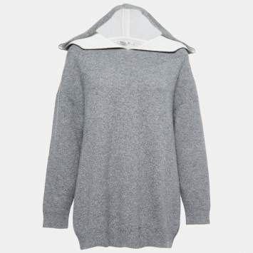 Pre Owned Christian Dior Grey Cashmere J'adior 8 Hooded Jumper M