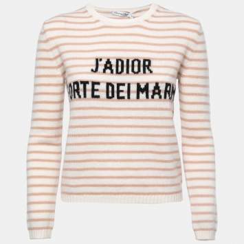 Pre Owned Christian Dior Pink Striped Cashmere Forte Dei Marmi Pullover M