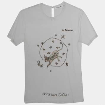 Christian Dior White Embroidered Tulle Le Taureau T-Shirt M