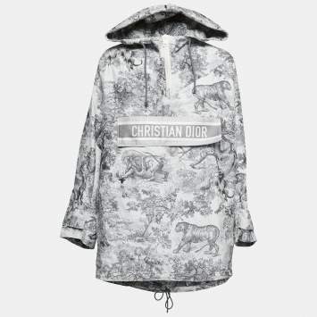 Pre Owned Christian Dior Grey Toile de Jouy Tropicalia Jacquard Windbreaker Jacket XS