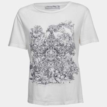 Pre Owned Dior White Cotton Around The World Stella T-Shirt M