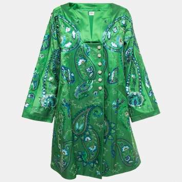 Pre Owned Christian Dior Green Embroidered Jacket M