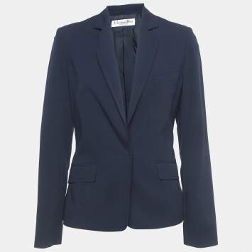 Pre Owned Dior Vintage Navy Blue Wool Blend Single Breasted Blazer S