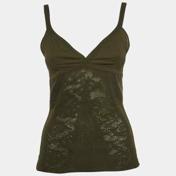 Pre Owned Christian Dior Boutique Military Green Wool Blend Knit Tank Top M
