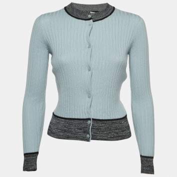 Pre Owned Christian Dior Light Blue Cashmere & Silk Knit Buttoned Sweater S