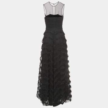 مملوكة مسبقًا Dior Black Lace Embellished Detail Sleeveless Gown S