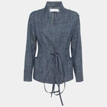 Pre Owned Dior Navy Blue Drawstring Waist Detail Blazer M