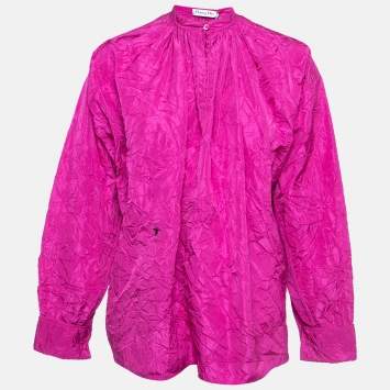 مملوكة مسبقًا Dior Pink Crinkle Taffeta High-Low Oversized Blouse M